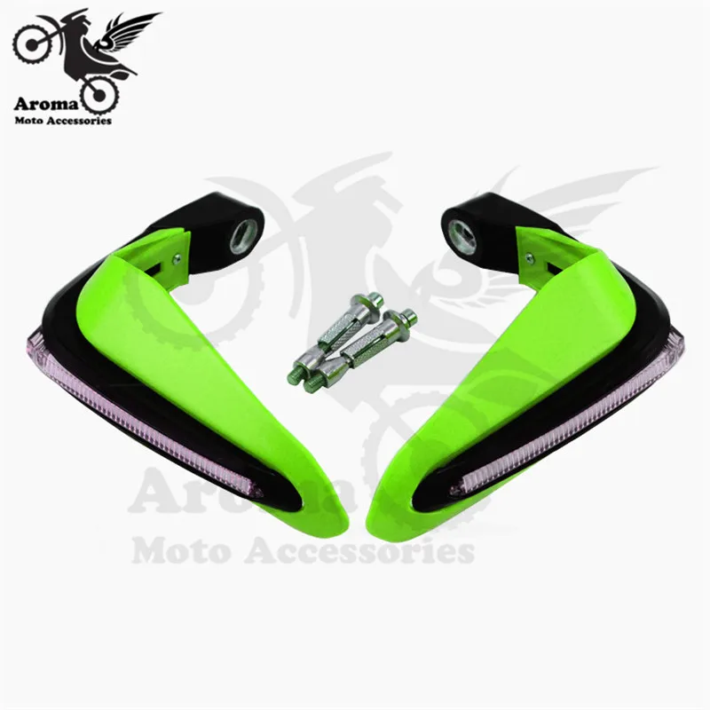 Зеленый Moto rbike защита руля конец белый светильник ing части moto крест защита от падения для рук гоночный мото rcycle handguard с Runing светильник светодиодный moto ручной guard для honda suzuki yamaha KTM handguards dirt pit bike ручной shi светодиодный - Цвет: Зеленый