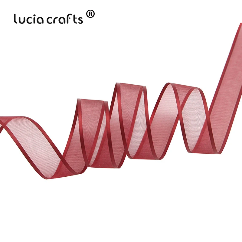 C8 Wine Red Lucia crafts 10 ярдов/10/15/25 мм ленты из органзы, украшение для свадьбы, дома Декор DIY Швейные подарочная упаковка ручной работы аксессуары P0431 - Цвет: C8 Wine Red