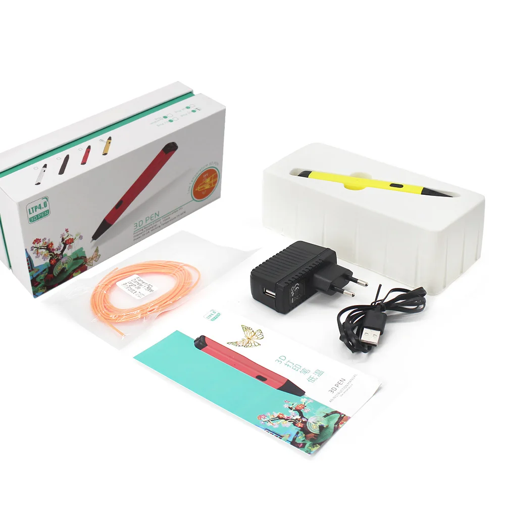 Penobon 3D Pen DIY Drawing Printer Handle with EU/AU/US/UK Plug PLA Filament Low Temperature Birthday Girft For Kid | Компьютеры и