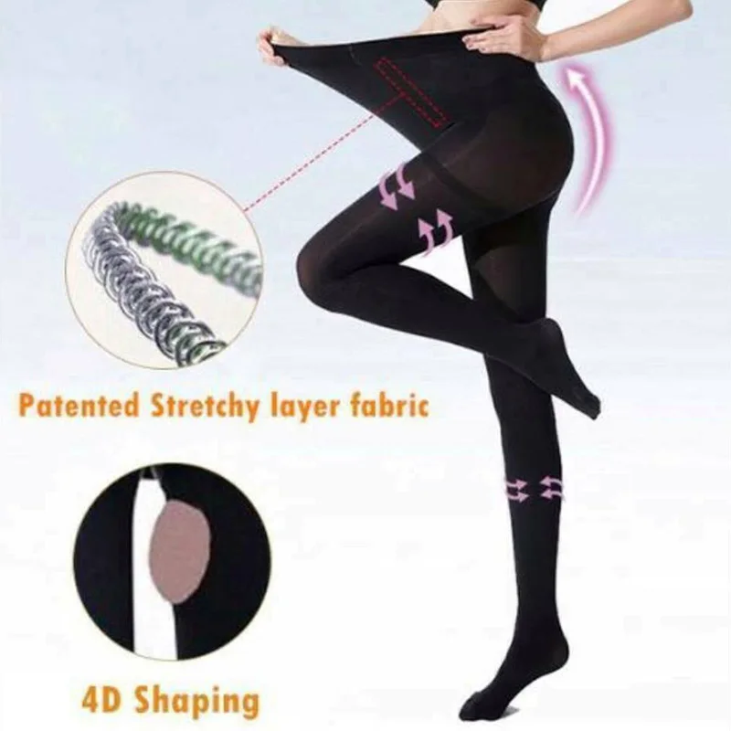 

Women 4D Shaping Stovepipe Pantyhose High Elastic Footed Tights FS99