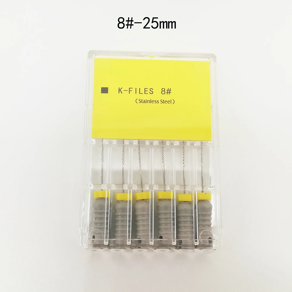 8 packs 8#-40# 25mm Dental K Files Root Canal Dentistry Endodontic Instruments Dentist Tools Hand Use Stainless Steel