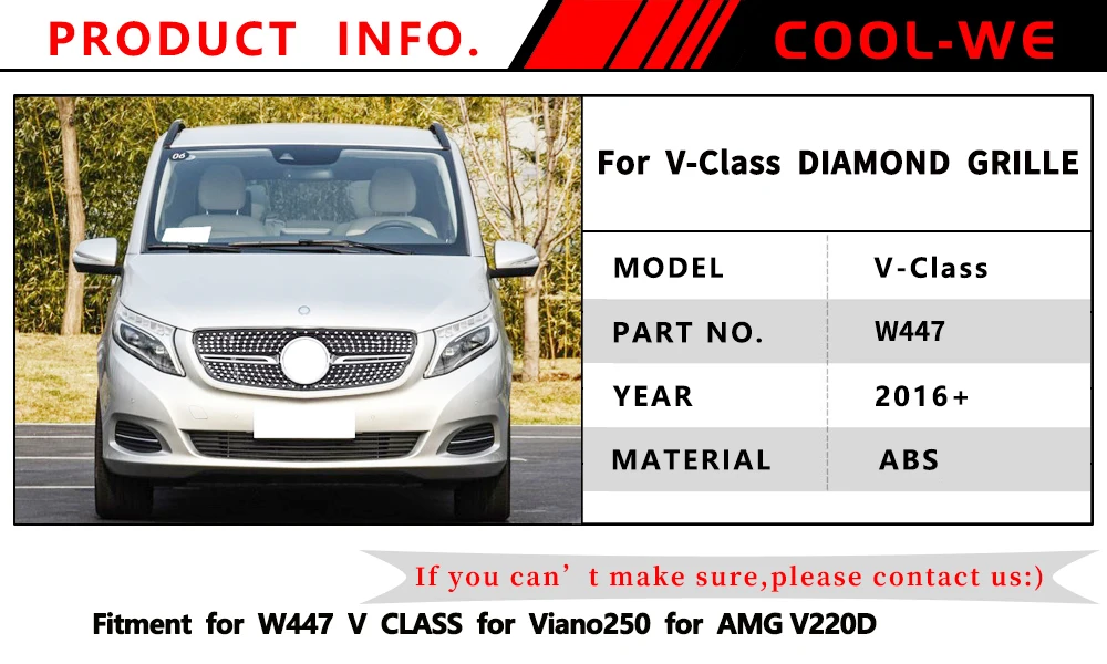 Для V класса гриль W447 для Viano для Mercedes Benz Алмазная гоночная решетка для V260 V250