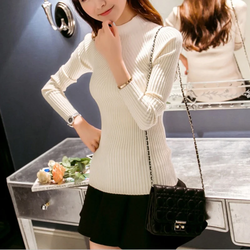 Autumn Winter New Women Sweaters Turtleneck Pullovers Long Sleeve Casual Solid Female Slim Knitted | Женская одежда