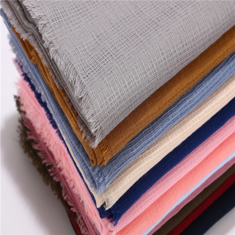 1 шт. Новый однотонный мягкий женский шарф из хлопка и льна Длинный дизайнерский