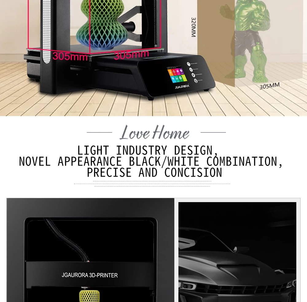 JGAURORA A5S FDM настольный 3d принтер простая сборка 32 бит материнская плата большая сборка объем 305*305*320 мм повторная печать отключение питания