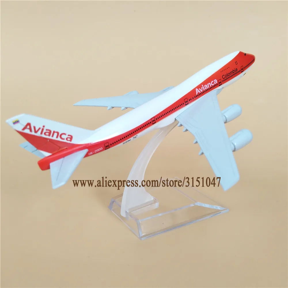 Сплав металла оранжевый воздуха Avianca B747 авиакомпаний модель самолета Avianca Boeing 747-200 дыхательные пути самолет модель стенд самолетов; Каблук 16 см