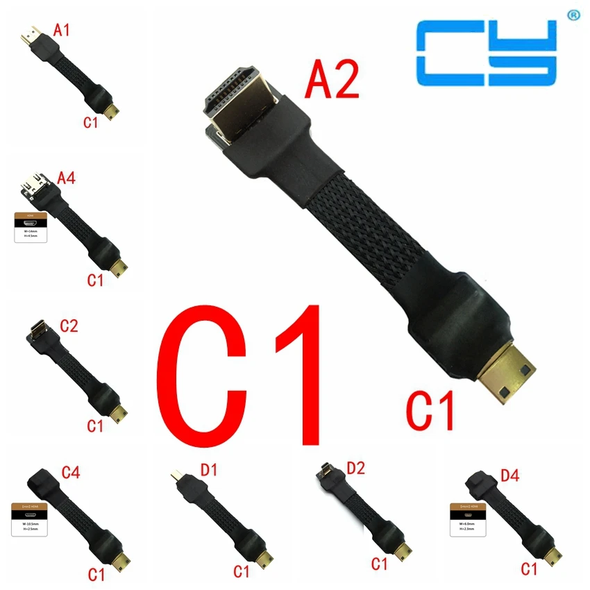 FPV Mini HDMI совместимый штекер к 2 0 Micro экранированный FPC плоский кабель для