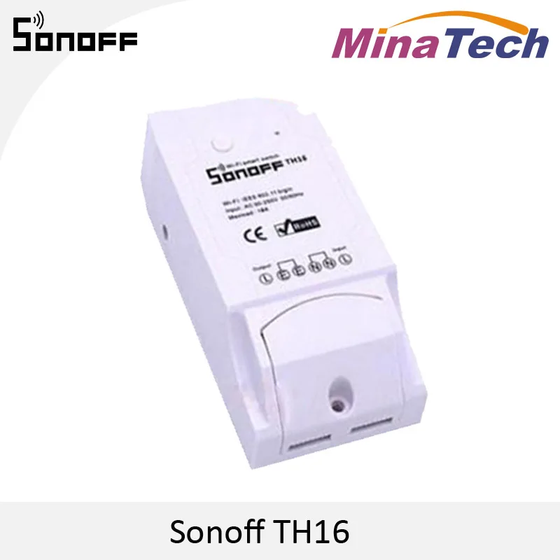 Интеллектуальный выключатель света Sonoff TH10/16 Температура и контроль влажности Интеллектуальный переключатель Wi-Fi в режиме реального времени Дисплей 10/16A IOS Android дистанционного Управление ВКЛ/ВЫКЛ - Цвет: TH16