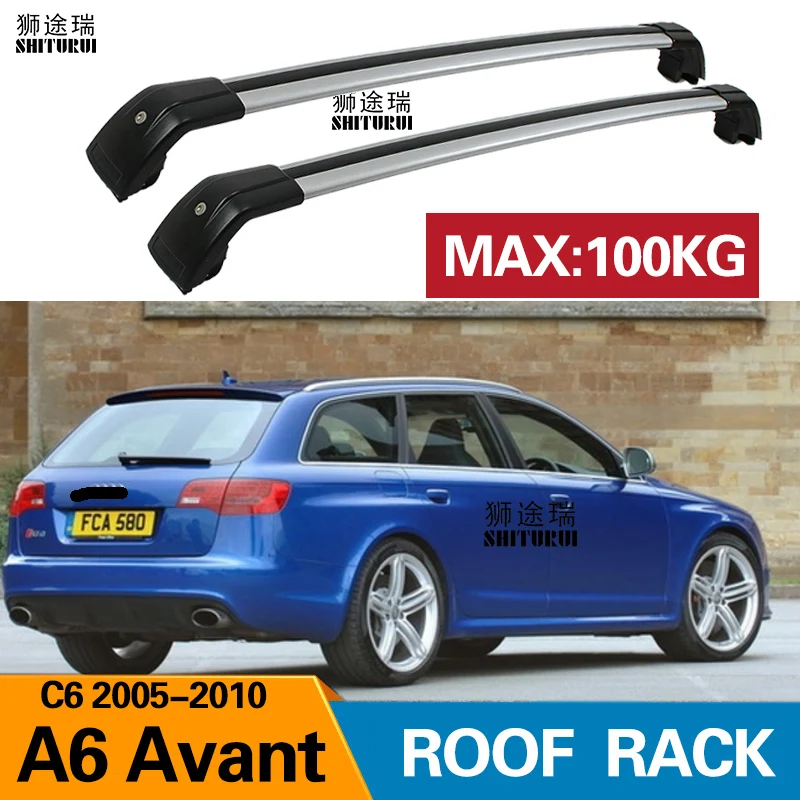 SHITURUI 2 шт кровельные брусья для Audi A6 avant Estate C6 2005-2010 Алюминиевый сплав боковые брусья поперечные рельсы на крышу багажника
