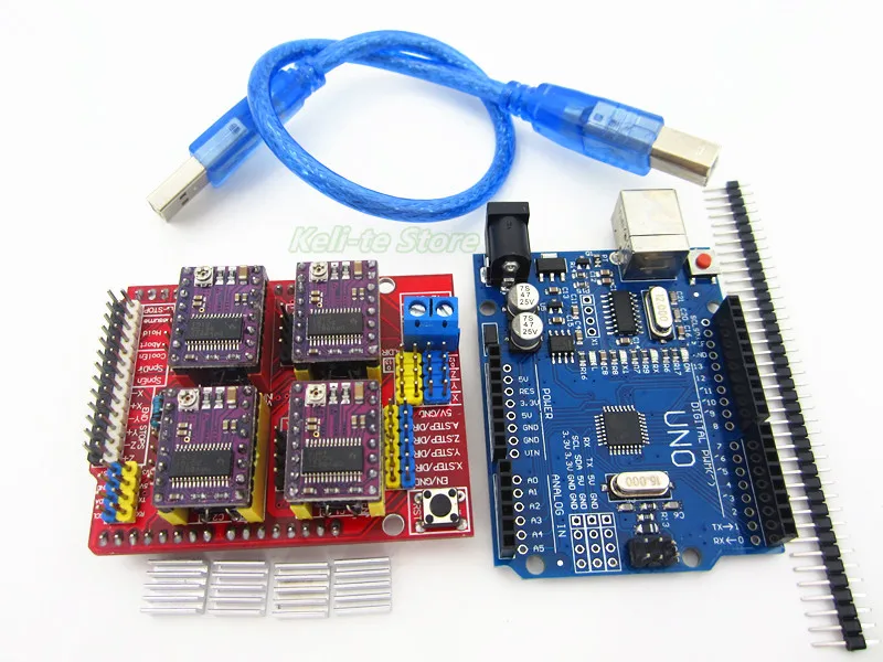 

cnc shield v3 engraving machine 3D Printer+ 4pcs DRV8825 driver expansion board + UNO R3 with USB cable