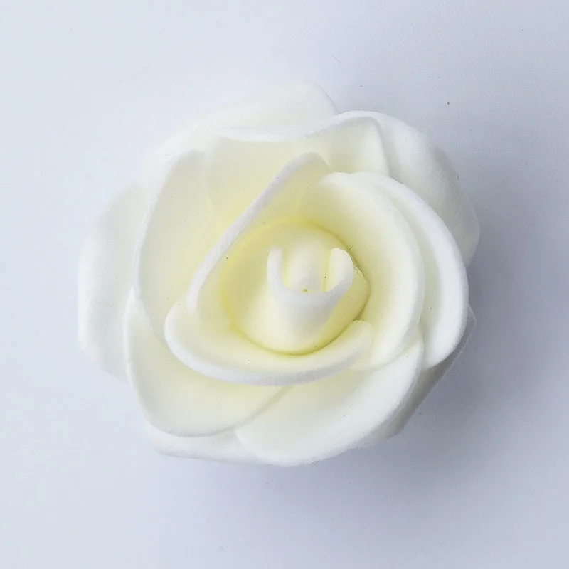 milk white 200 шт./пакет Искусственные цветы розы, с рисунком "Медведь", "Цветок" голова 4 см роза цветок голова пены с цветочным рисунком - Цвет: milk white
