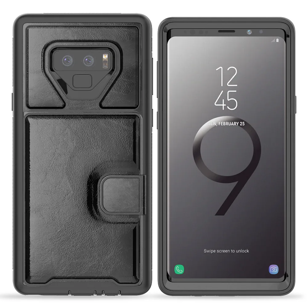 Для samsung Galaxy Note 9 чехол для телефона многофункциональный жесткий каркас Бампер кожа Магнитная Адсорбция note9 чехол защитный чехол - Цвет: Black