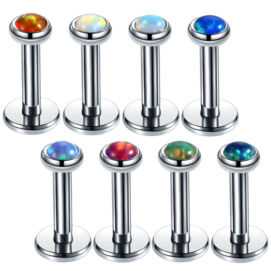 

1PC Steel Opal Top Labret Piercing for Lip Earring Helix Stud Tragus Piercings 16G Ear Cartilage Conch Piercing Body Jewelry