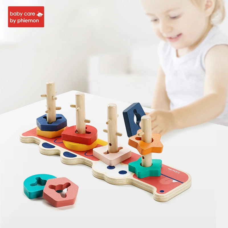Babycare деревянная колонна игрушка красочная Цифровая форма познание сопряжение Игра Головоломка Дети раннего образования сопряжение обучающие игрушки