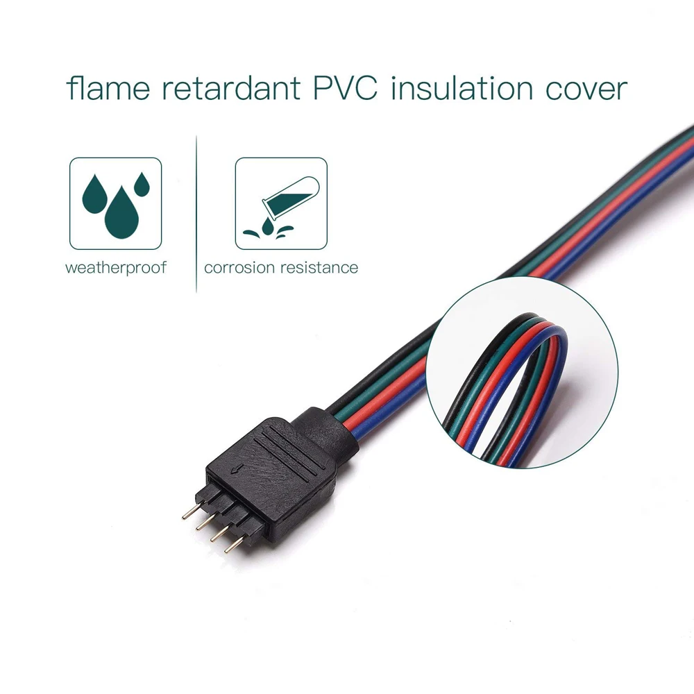 Цветная (rgb) Светодиодные ленты разъем 4pin 10 мм зажим провод удлинитель Женский