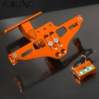 motorcycle accessories cnc rear license plate mount holder with led light for rc8 rc8r rc125 125 990 smrsmt super