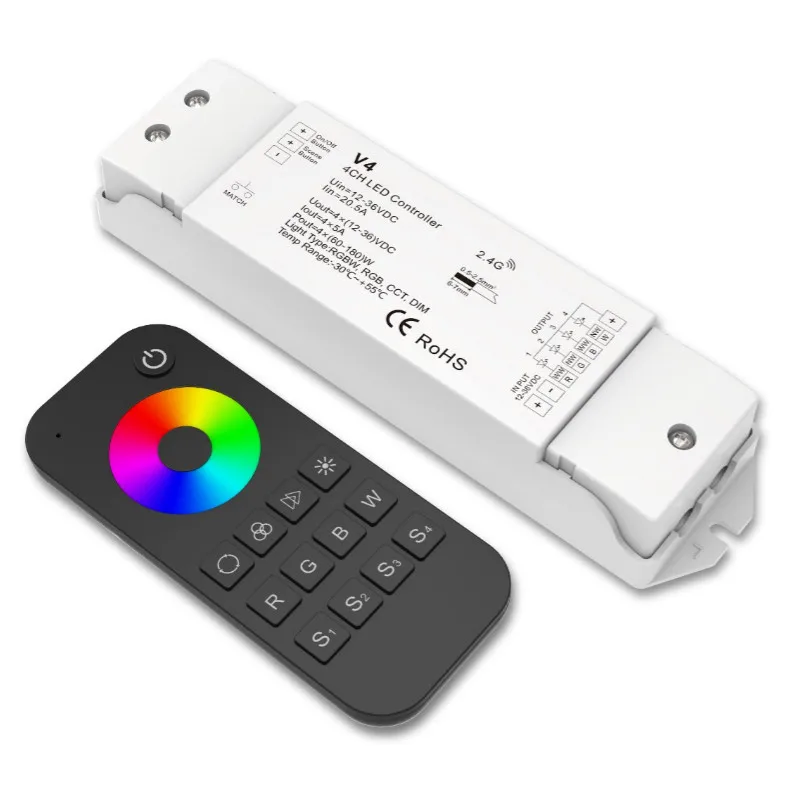 Led RGB/rgbw светодиодные ленты контроллер 2,4 г RF Беспроводной RT4 на дистанционном управлении с V4 4CH* 5A Беспроводной приемник 12 V светодиодные ленты rgb/rgbw контроллер