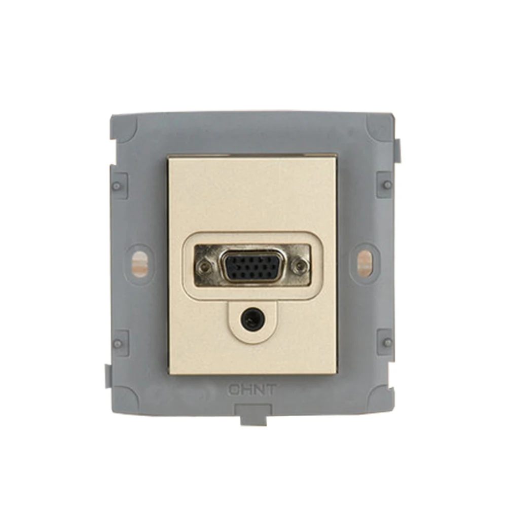 

CHINT Electric Socket Connect Audio Video VGA Module NEW2K Light Champagne Gold Socket