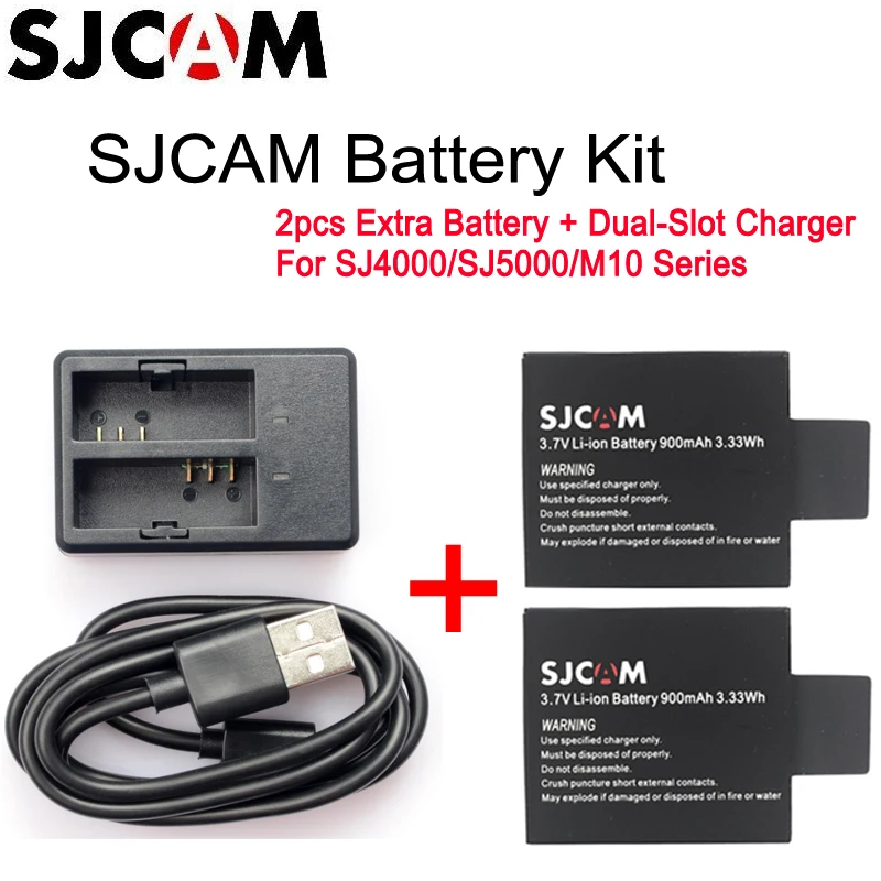 2 шт. аккумуляторная батарея SJ4000 + двойное зарядное устройство для SJCAM SJ5000 SJ5000X Wi-Fi