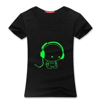 girl summer noctilucent short sleeved clothes students clothing dance night shining clothing ghost dance headset male t shirts
