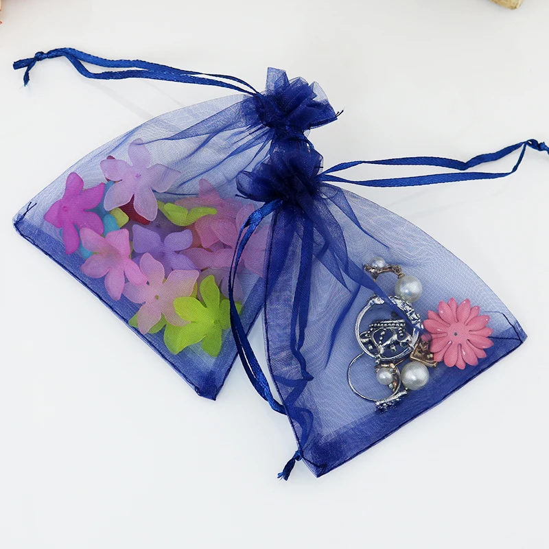 

free shipping 500pcs Organza Bags Dark Blue color 11x16cm Wholesale Wedding Gift Bags Jewelry Packing Bags Wedding Pouches
