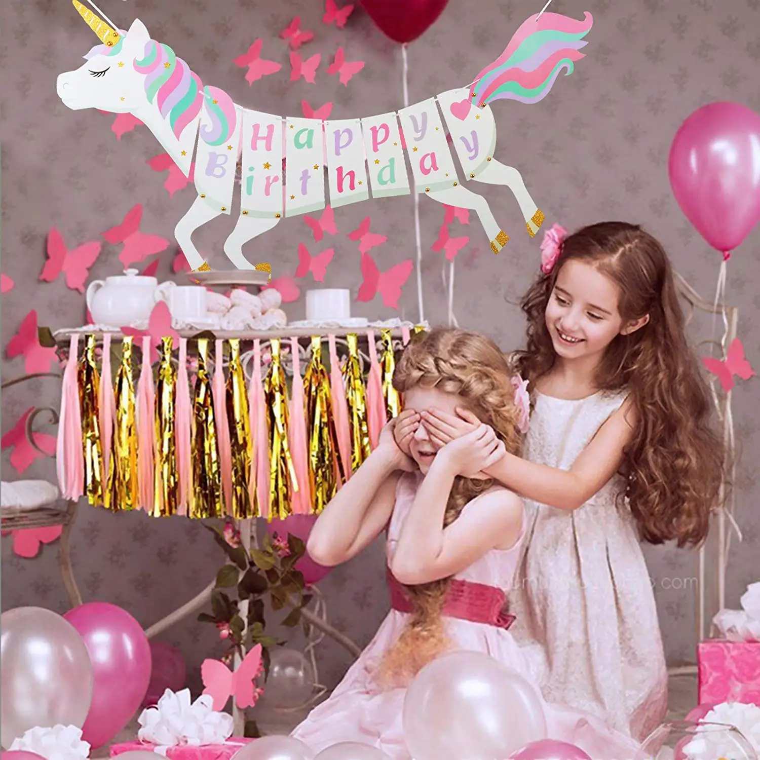 METABLE 1 PCS с днем рождения Вымпел Баннер Единорог тематические принадлежности для