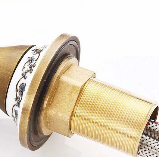 Кухонный смеситель с двумя ручками поворотный кран из сине-белого фарфора