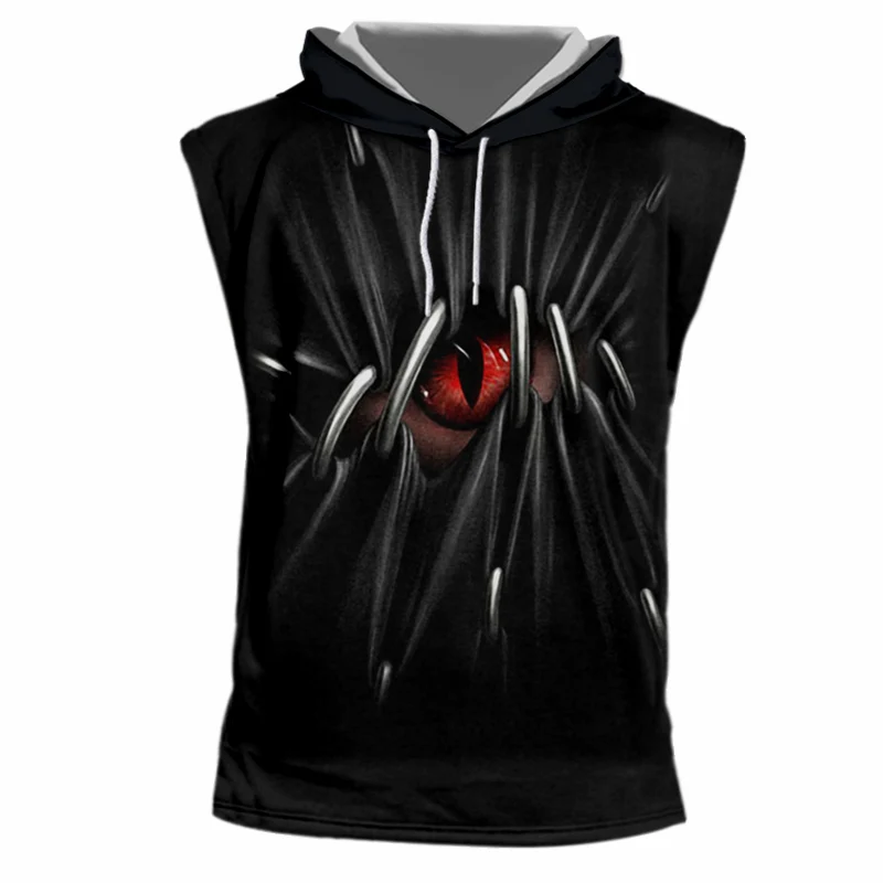 Футболка UJWI мужская с 3D-принтом черепа крутая майка красными глазами уличная