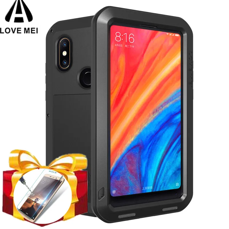 Gorilla glass filmGift) Водонепроницаемый чехол для Xiaomi Mi mix 2S Love Mei противоударный mix2S