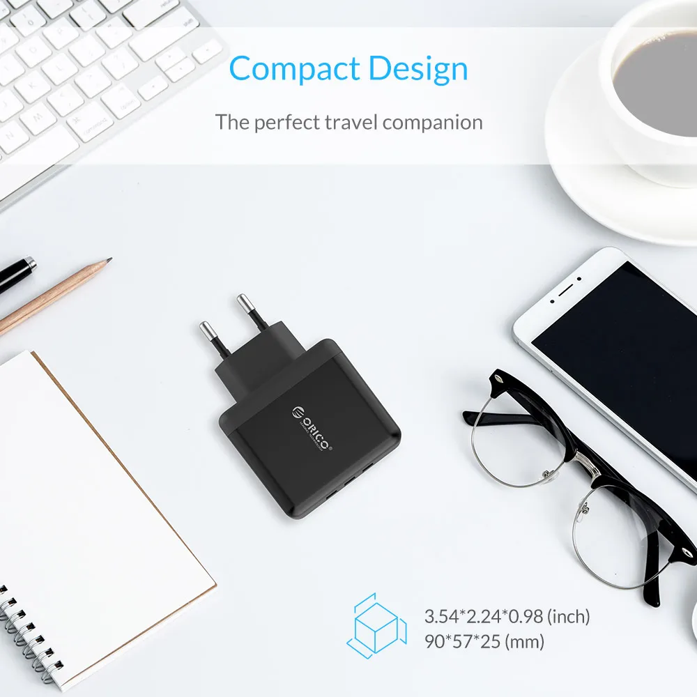 Универсальное зарядное устройство ORICO с 3 портами USB портативный настенный
