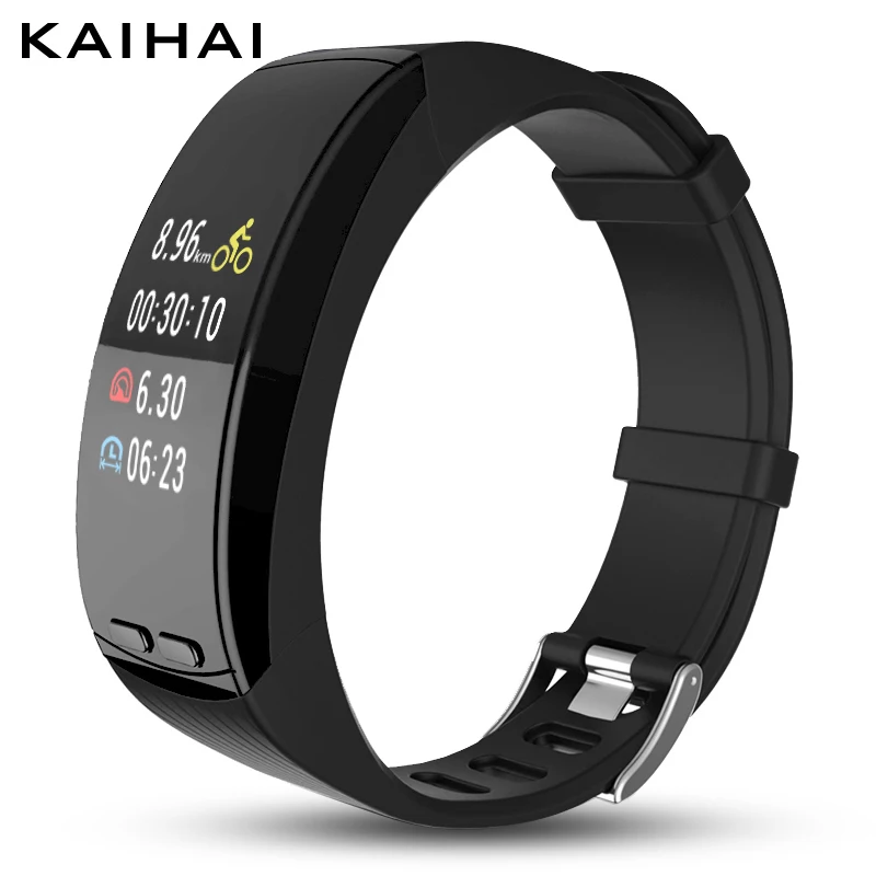 black smart band KAIHAI смарт-Браслет фитнес-браслет трекер активности браслет gps Шагомер монитор сердечного ритма во время сна запись истории smartband - Цвет: black smart band