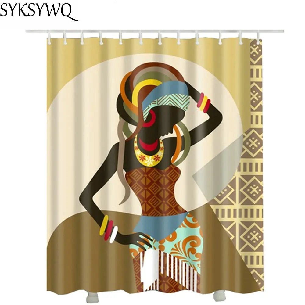 African American shower curtain fabric 2018 new hot sale drop shipping waterproof polyester bathroom with rings | Дом и сад