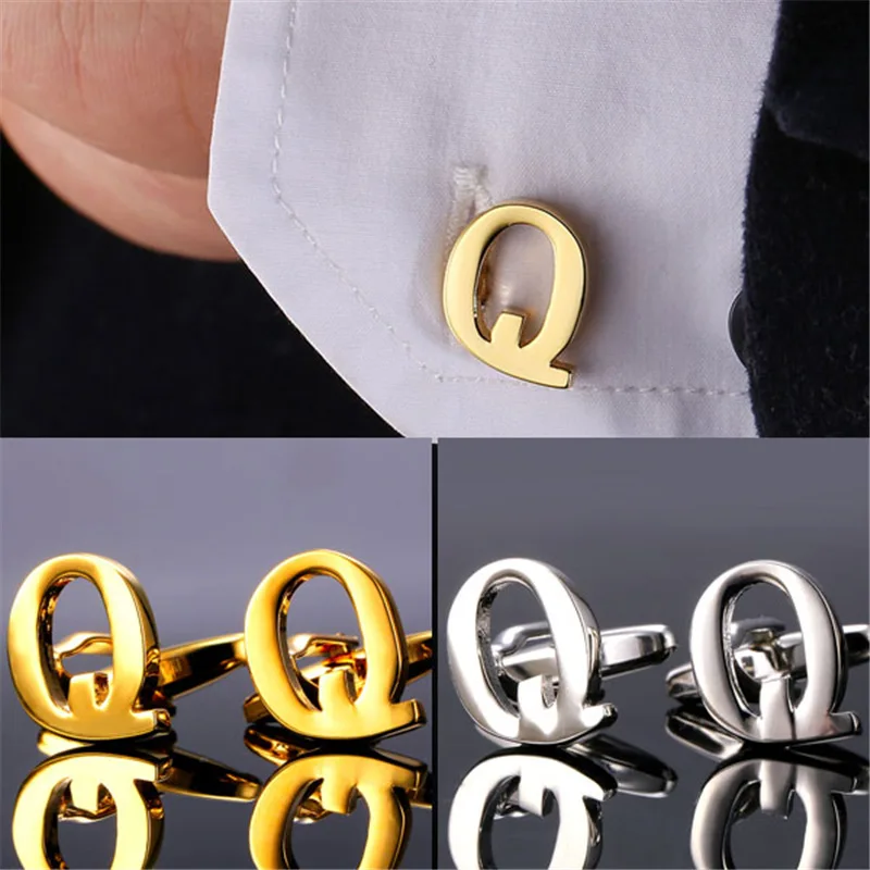 Простой дизайн буквы M S формы запонки для мужчин Желтое золото/браслет