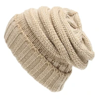 winter spring new warm ear knitted solid skullies beanies acrylic hat fashion casual novelty wool cotton cap for adult