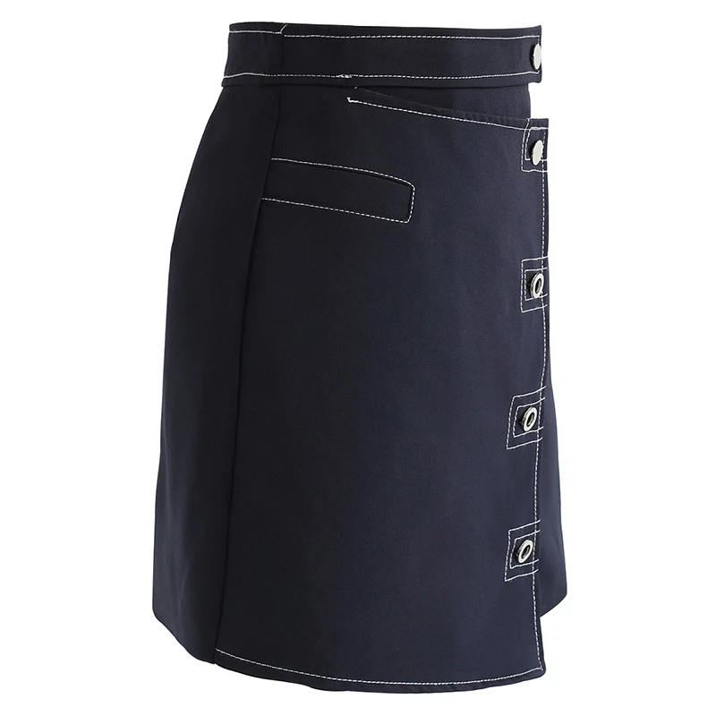 HYH HAOYIHUI Faldas Mujer Moda 2018 Mini A-Line Pencil Womens Wrap Skirt Black Button Fashion Preppy Style Clothes | Женская одежда