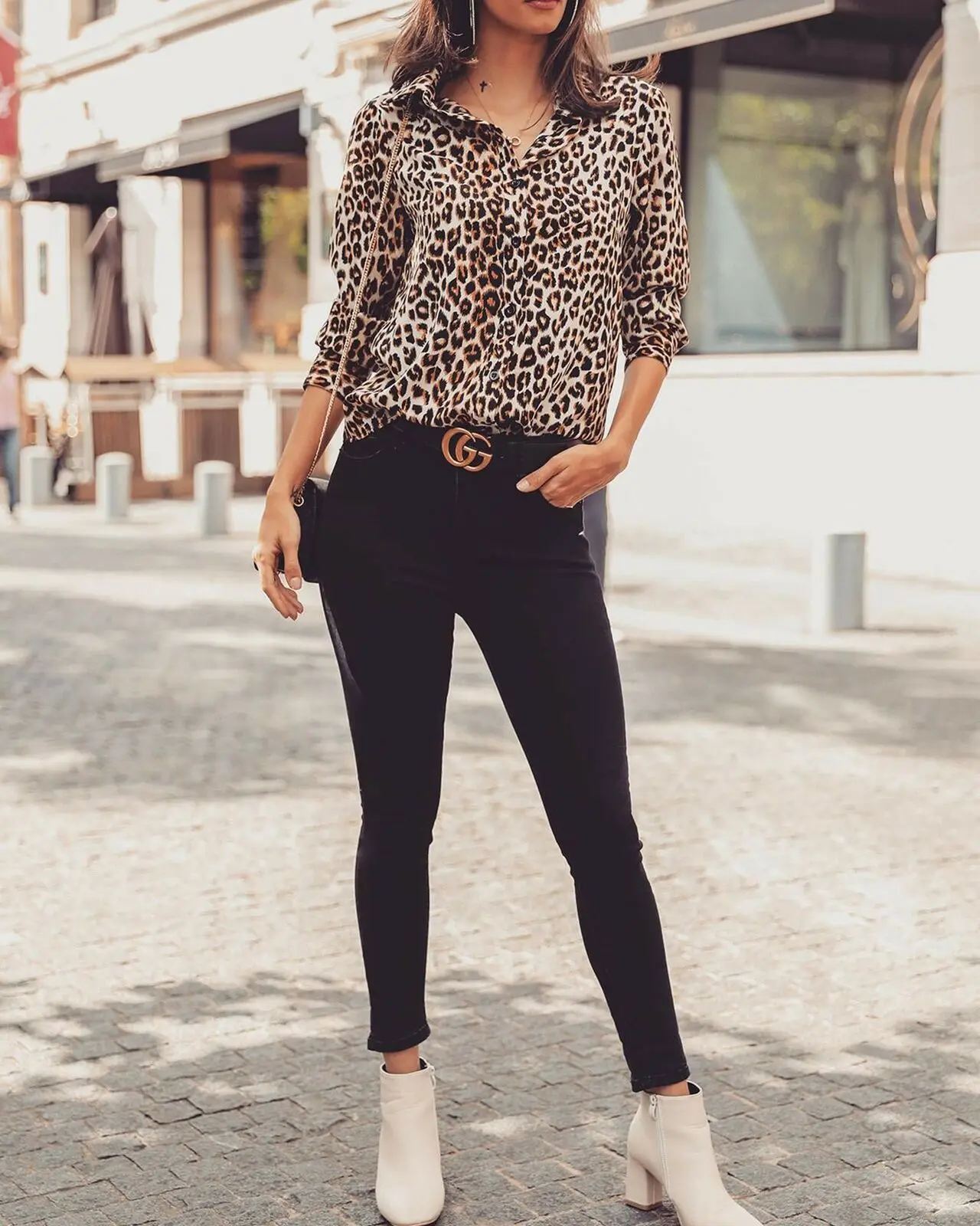 Fashion 2019 Women Sexy Leopard Print Button V-neck Casual Tops Long Sleeve Blouse Spring Autumn Shirts | Женская одежда