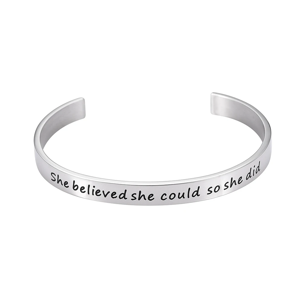 Браслет манжета женский из нержавеющей стали с гравировкой 55 мм|bracelets & bangles|stainless
