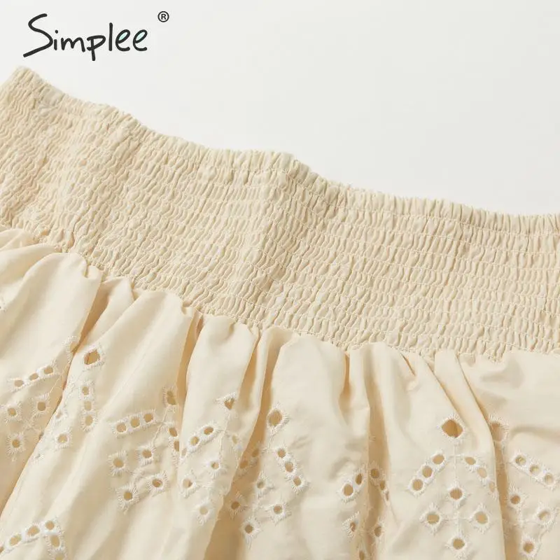 женская ажурная юбка Simplee с рюшами эластичная завышенной талией однотонная А