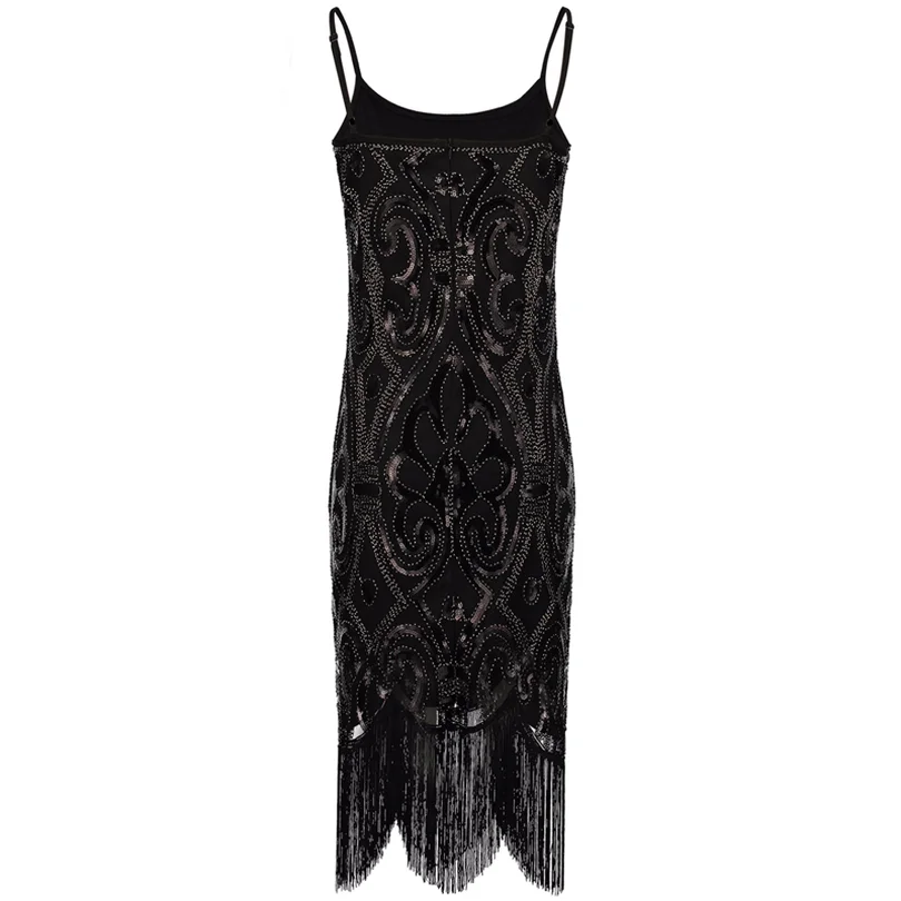 Пикантные черные сапоги блесток бахромой Cami Dress Винтаж Пейсли бисером рукавов