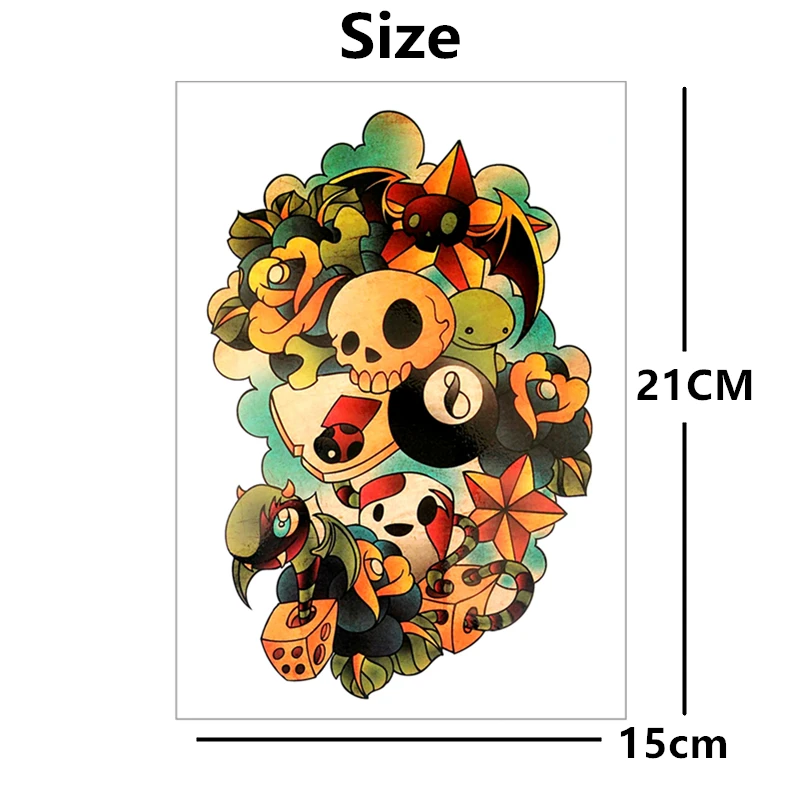 SHNAPIGN череп летучая мышь Багги Временные татуировки боди арт флэш тату наклейки