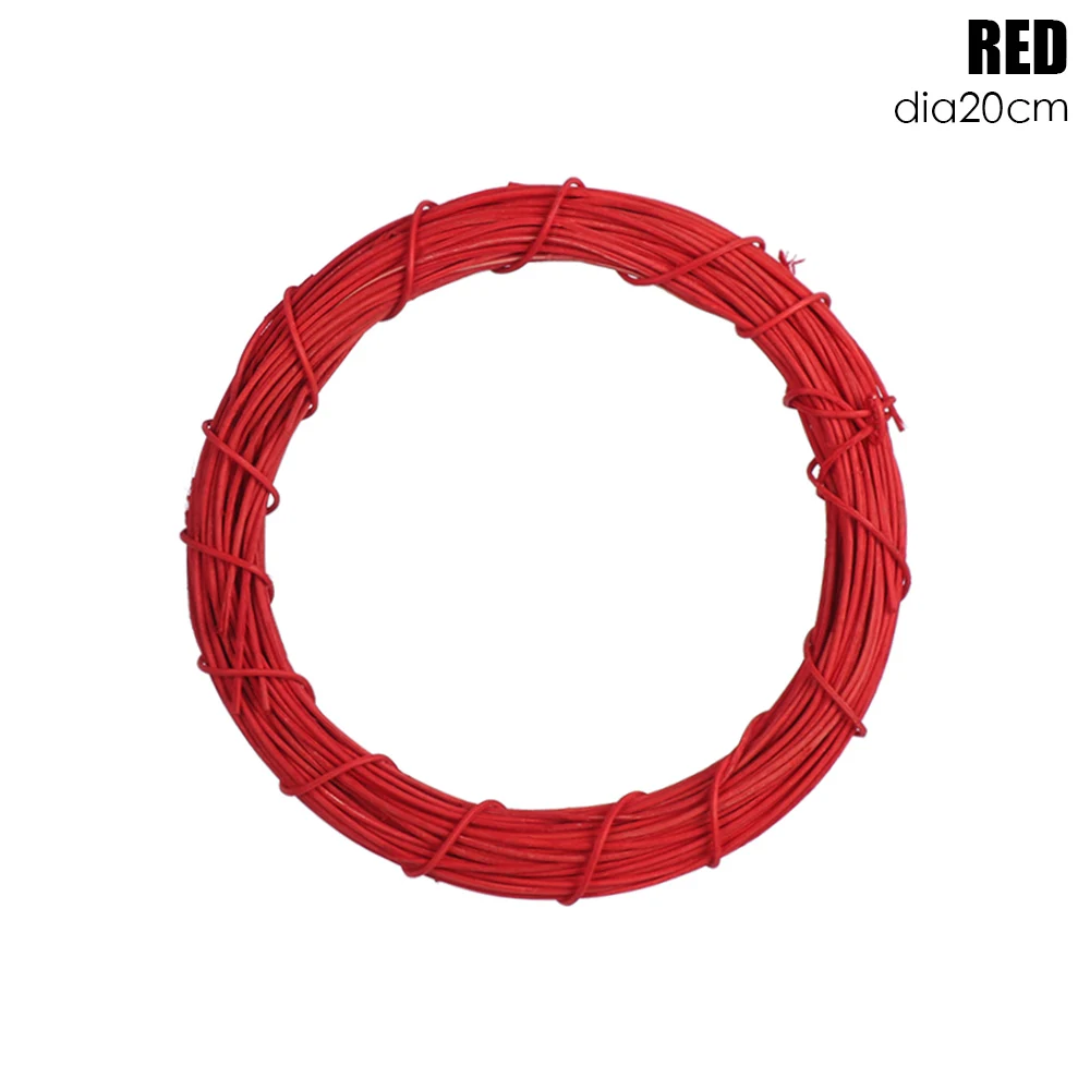 dia 20cm red 10/20/30 см ручной работы Рождественский ивовые прутья венок с украшением в виде кольца Свадьба украшение стены стол Дисплей DIY сушеные ротанга натуральный домашней двери - Цвет: dia 20cm red