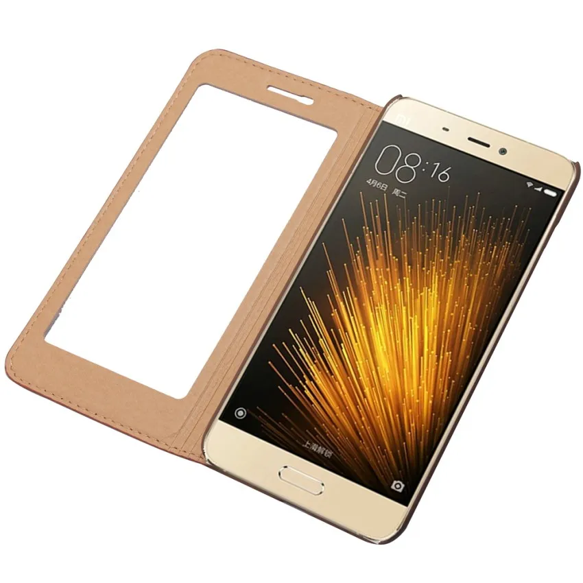 Роскошный умный чехол из натуральной кожи для Xiao mi 5 mi 5, откидной Чехол с окошком для просмотра книги, чехол для телефона