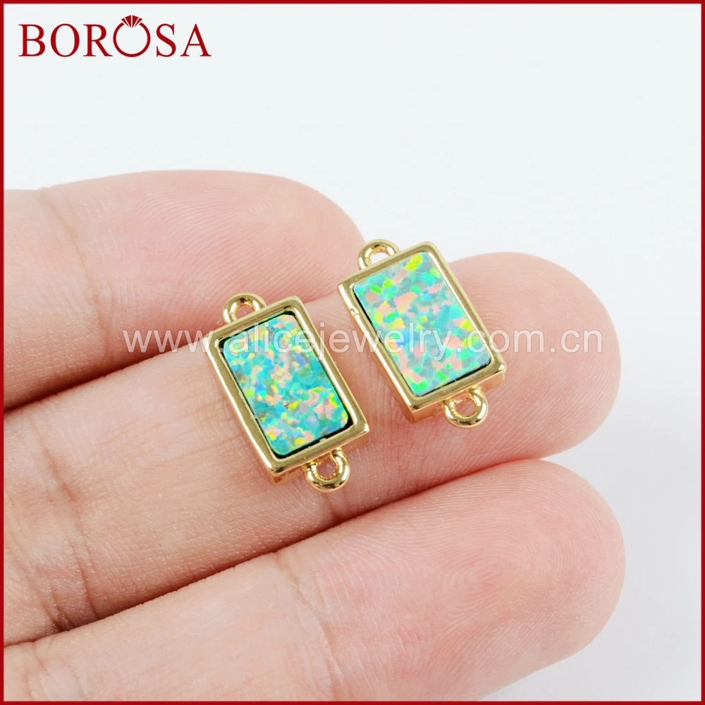 BOROSA 10 шт прямоугольные золотые цвета белый опал ободок соединители новый дизайн