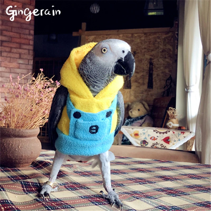Gingerain одежда с птицами попугаем желтоватая Dave оригинальная ручная работа на