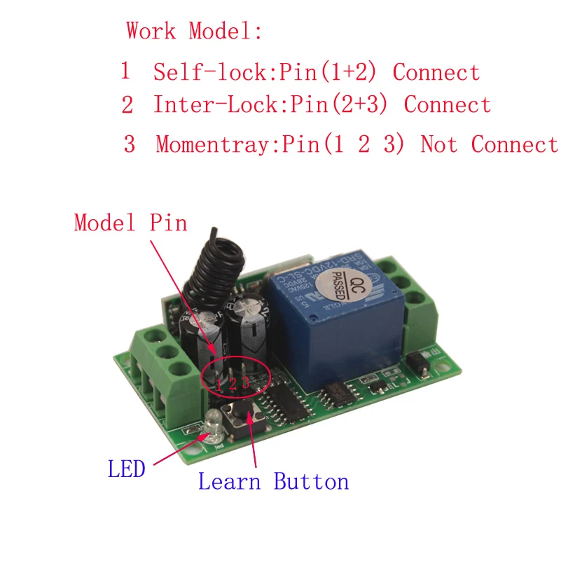 

Sleeplion 3 Way 12V 10A Toggle Switch With Remote Control 433MHz/315MHz Relay 12V Relay Module Board Remote Control Transmitter
