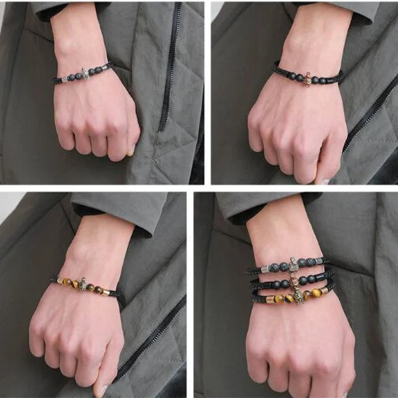 2018 новый натуральный камень ручной шнурок Древний Рим личность мода Рыцарь Шлем