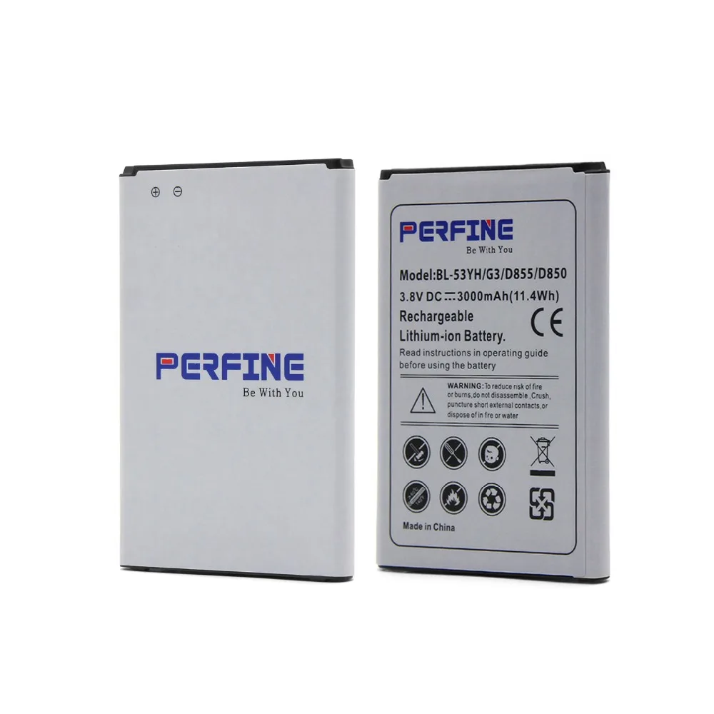 

Perfine BL-53YH Battery For 5.5'' LG G3 F400 D855 D858 D856 VS985 LS990 3000mAh Cell Phone Replacement Battery For G3 Dual LTE