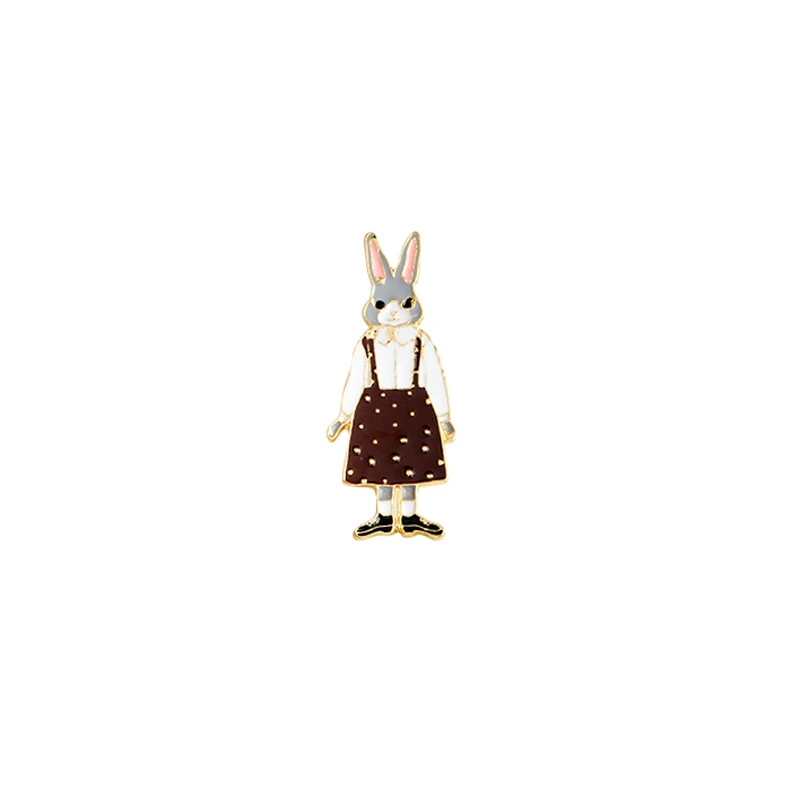 Ms rabbit Mr and Miss Cat, кролик, лиса, эмалированные булавки, броши в виде животных, пряжка, инструмент игрока, Банни, значки, ювелирный подарок для возлюбленных пар - Окраска металла: Ms rabbit