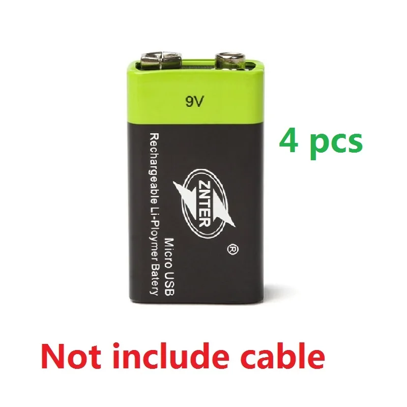 four pcs ZNTER ультра-эффективный 9V 400 мА/ч, USB, Перезаряжаемые 9В литий-полимерный Батарея для RC Аксессуары для видео-квадрокоптеров - Цвет: four pcs