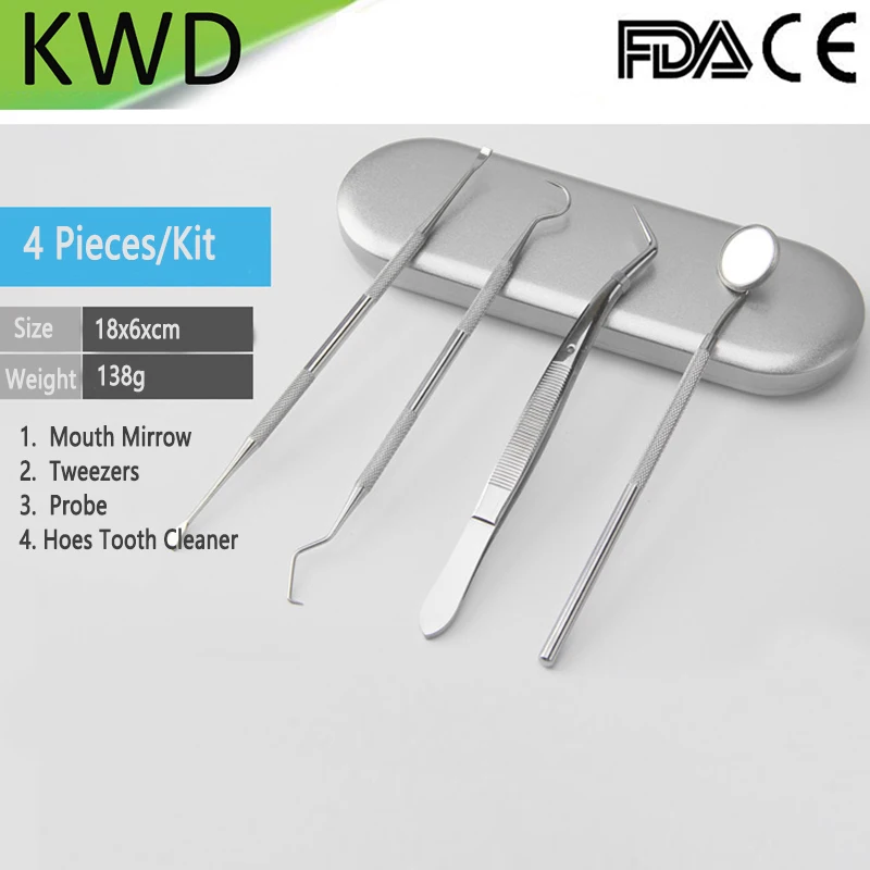 4pcs/set Stainless Steel Mouth Mirror Dental Tools Set Professional Dentist tools Instrument Hygiene Tooth Scraper Plaque | Красота и
